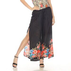 Johnny Was Black Royal Floral Wrap Pants Boho Chic